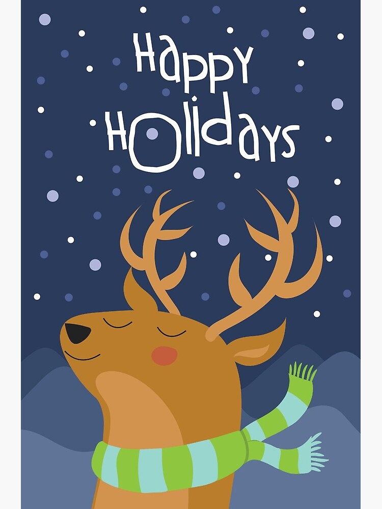 Thumbnail 2 of 2, Greeting Card, Cute Deer Holiday Christmas Card designed and sold by Jordi Sabate.