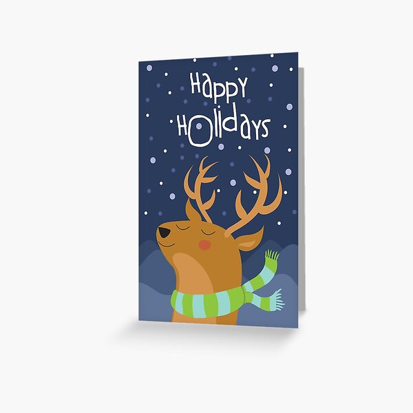 Cute Deer Holiday Christmas Card Greeting Card