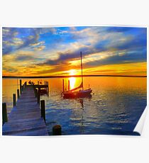 Sailboat sunset Poster