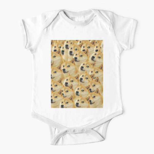 Doge WOW Pattern Shiba Inu Doggo dog meme montage Short Sleeve Baby One-Piece