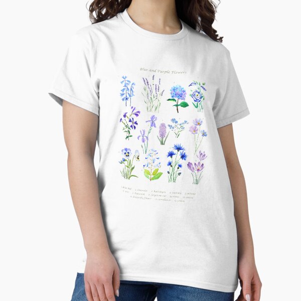 Item preview, hand painted blue and purple  flower collection watercolor  designed and sold by ColorandColor.
