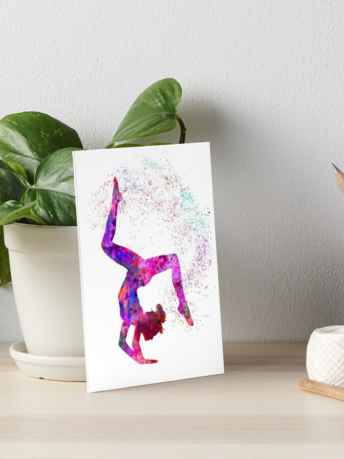 Carte de vœux for Sale avec l'œuvre « Fille de gymnastique, gymnastique  aquarelle, cadeau teen » de l'artiste Rosaliartbook