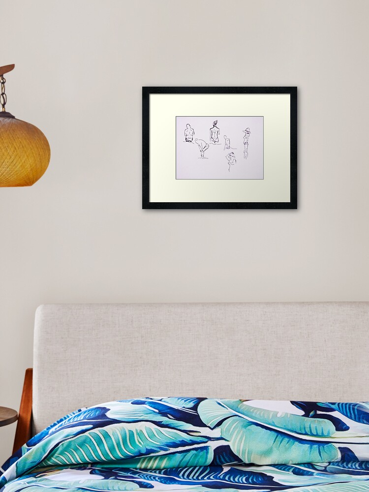 Thumbnail 2 of 7, Framed Art Print, People on the beach designed and sold by Anthropolog.