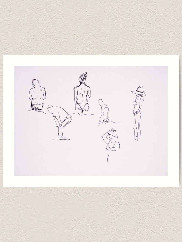 Thumbnail 1 of 3, Art Print, People on the beach designed and sold by Anthropolog.