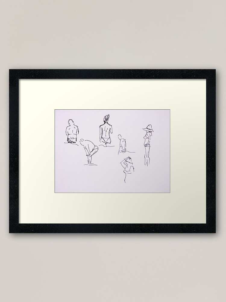 Thumbnail 1 of 7, Framed Art Print, People on the beach designed and sold by Anthropolog.