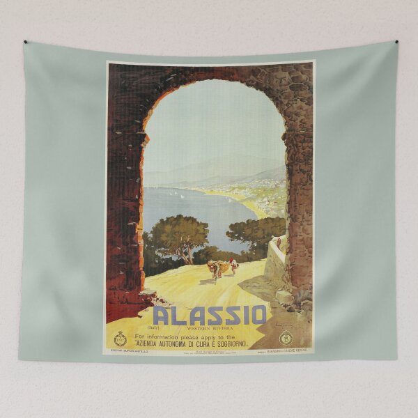 Item preview, Vintage 1920s Alassio Italian travel advertising designed and sold by aapshop.