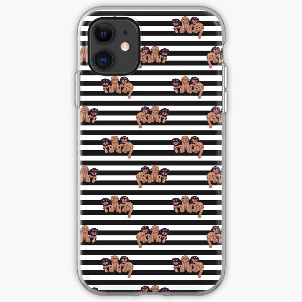 Cavalier King Charles Spaniels on Black and White Stripes iPhone Soft Case