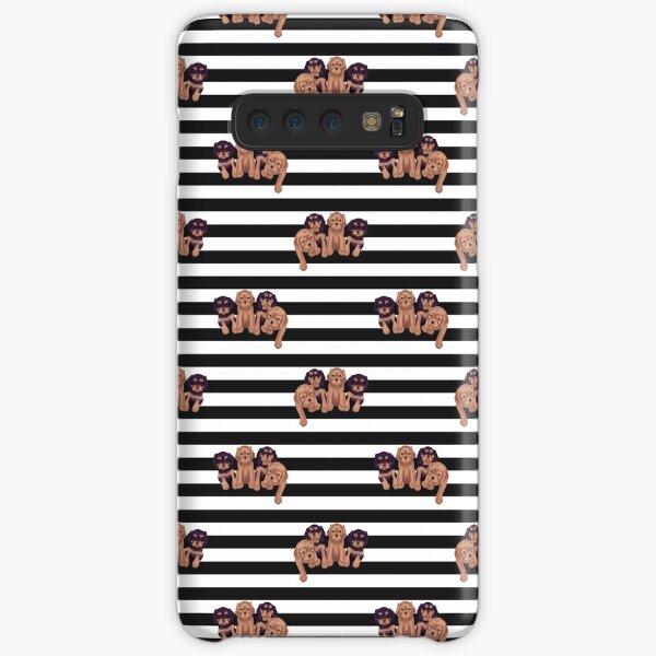 Cavalier King Charles Spaniels on Black and White Stripes Samsung Galaxy Snap Case