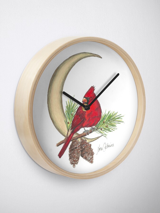 Alternate view of Cardinal - watching over me Clock