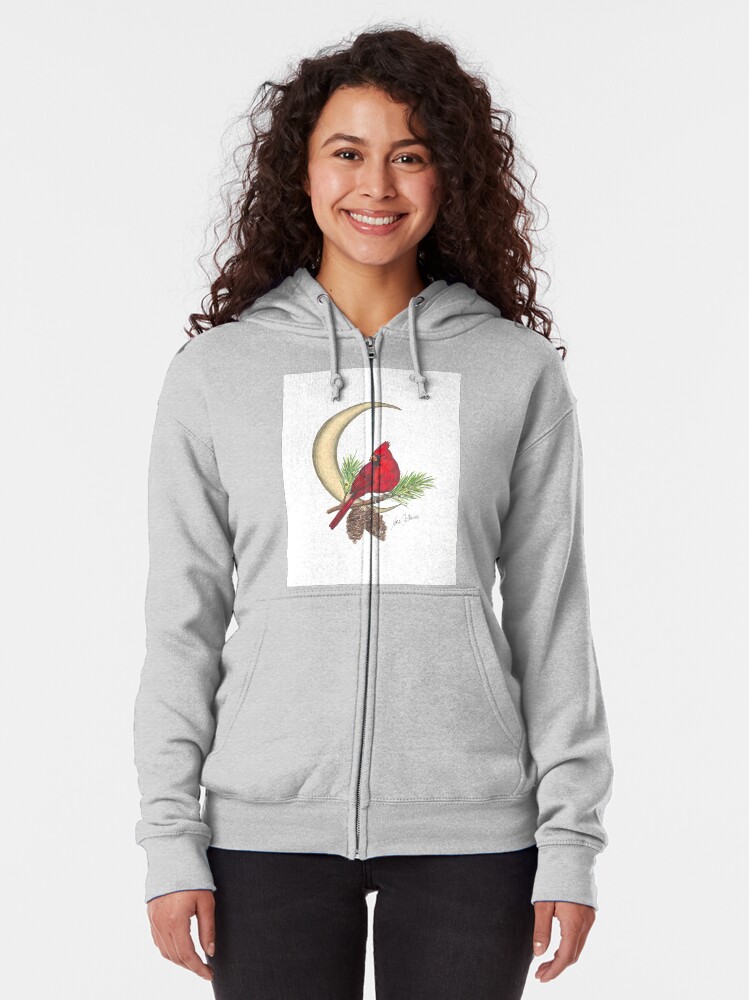 Alternate view of Cardinal - watching over me Zipped Hoodie