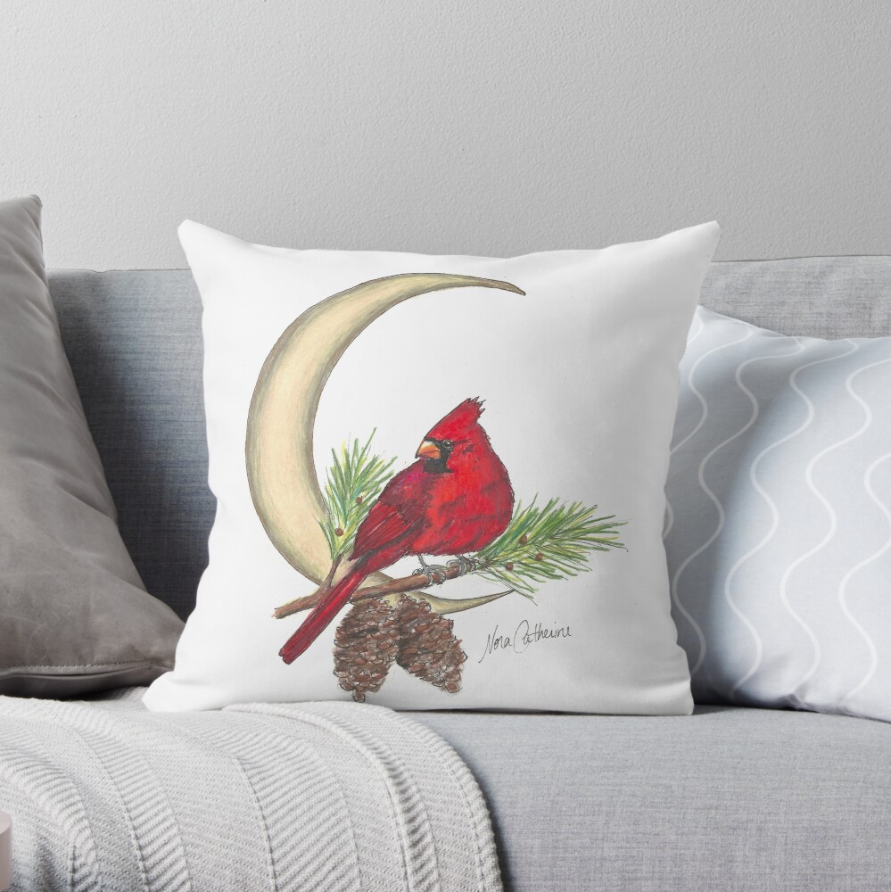 Cardinal - watching over me Throw Pillow