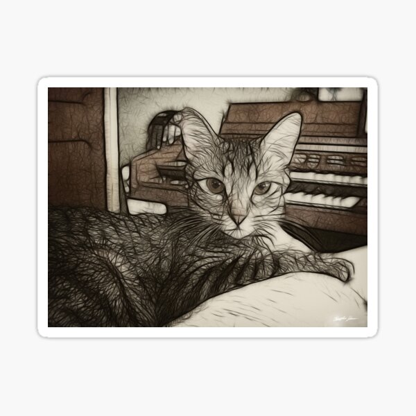 Music Loving Cat Sticker