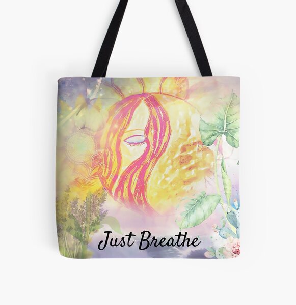 Just Breathe All Over Print Tote Bag