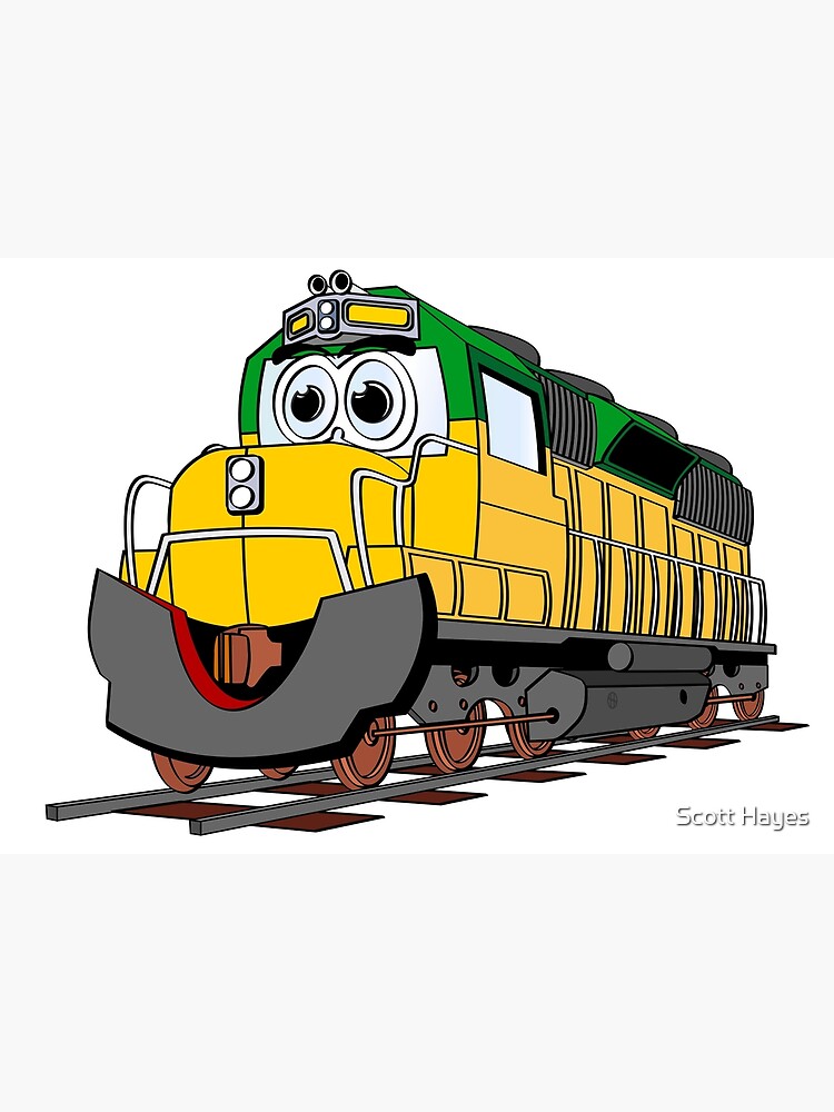 Gold and Green Cartoon Locomotive Train