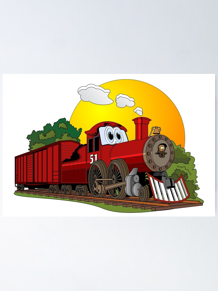 Red Cartoon Steam Engine Red Cartoon Steam Engine
