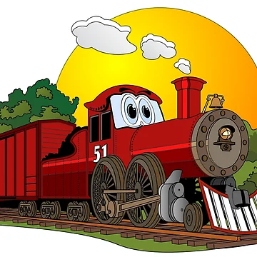 Artwork thumbnail, Red Cartoon Steam Engine by Scott Hayes