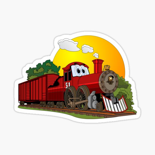 Red Cartoon Steam Engine Sticker