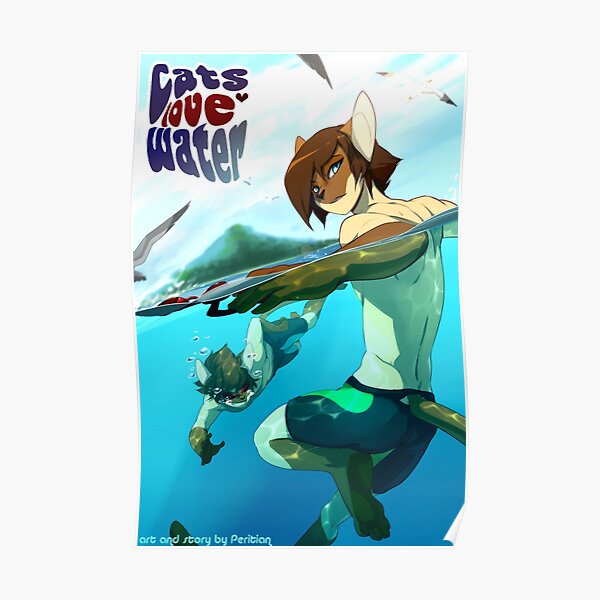 "Cats Love Water I" Poster for Sale by Peritian Redbubble