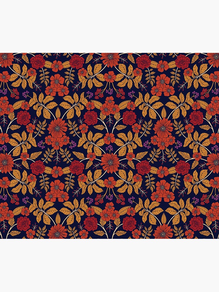 "Autumn Floral in Red, Orange and Purple" Throw Blanket by