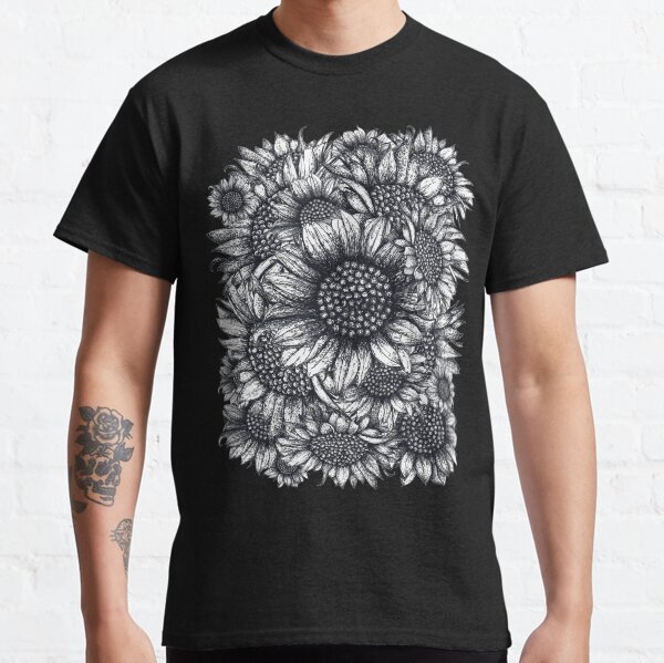 Black and white Sunflowers Classic T-Shirt