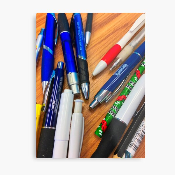 Pens On A Table Metal Print