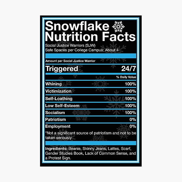 Item preview, Snowflake Nutrition Facts designed and sold by myoungncsu.
