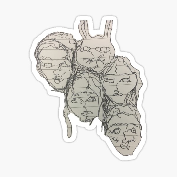 Four Faces And A Bunny Sticker For Sale By Emmas Art Redbubble
