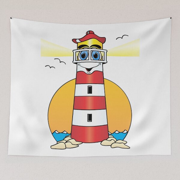 Item preview, Lighthouse Cartoon White Red designed and sold by Scott Hayes.