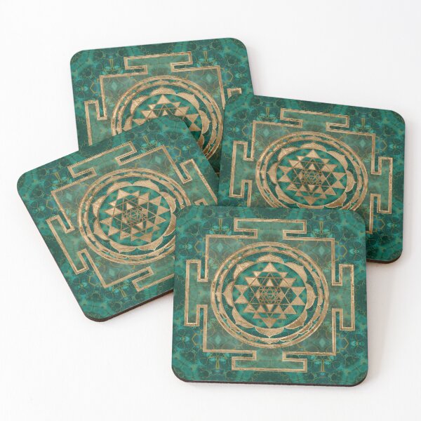 Item preview, Sri Yantra  / Sri Chakra Malachite and gold  designed and sold by Nartissima.