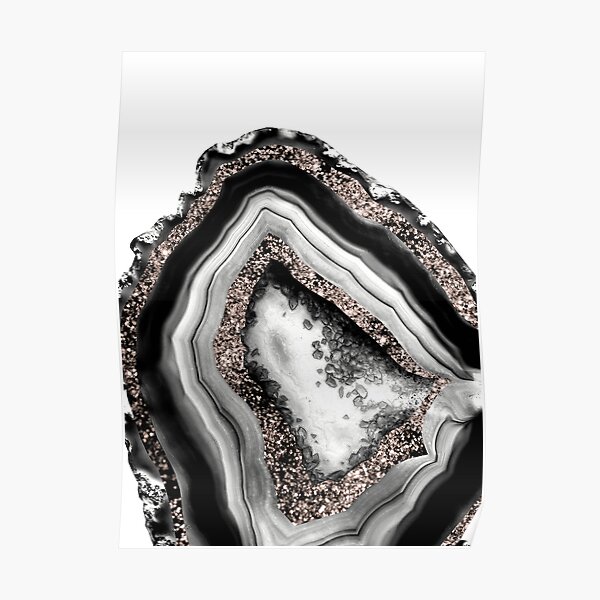 Agate Rose Gold Glitter Glam #4 (Faux Glitter) #gem #decor #art Poster