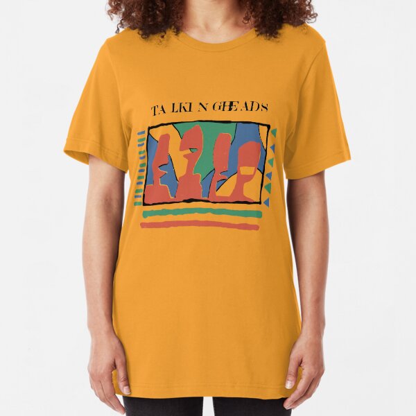Talking Heads Funny Art Work Graphic Design Yellow Tshirt Slim Fit T-Shirt