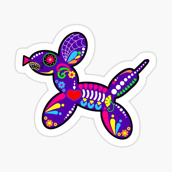 Sugar Skull Balloon Dogs Sticker