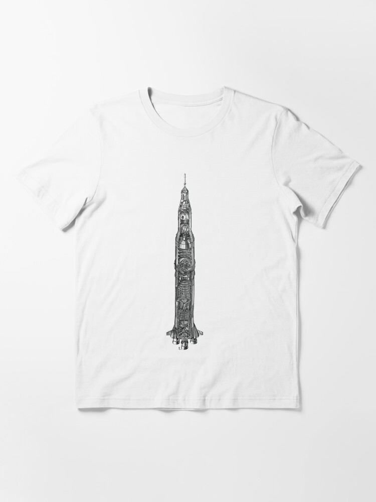Alternate view of Apollo Saturn V Rocket Blueprint in High Resolution Essential T-Shirt