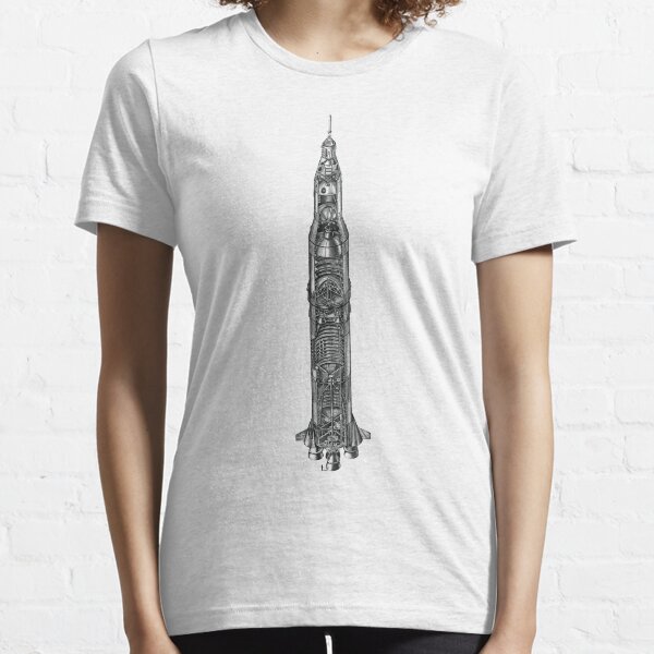 Apollo Saturn V Rocket Blueprint in High Resolution Essential T-Shirt