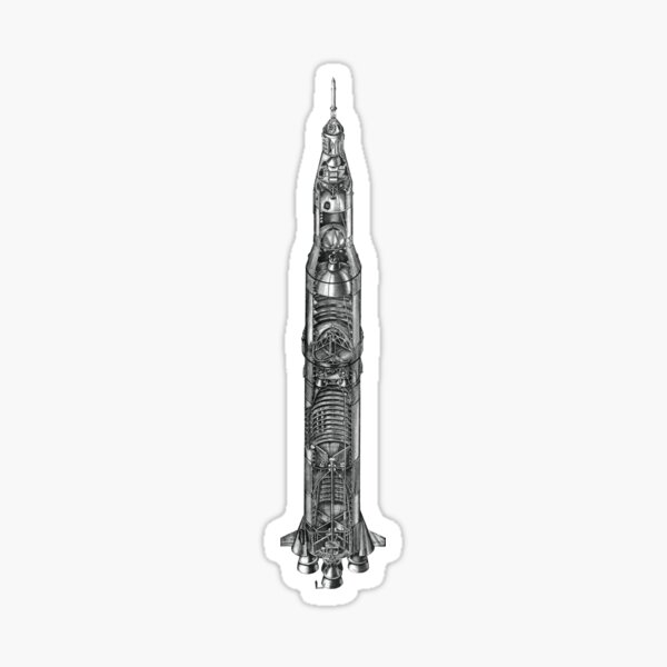 Apollo Saturn V Rocket Blueprint in High Resolution Sticker