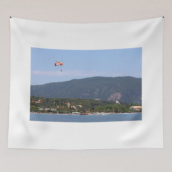 Item preview, parasailing on blue sky Corfu island summer season designed and sold by goceris.