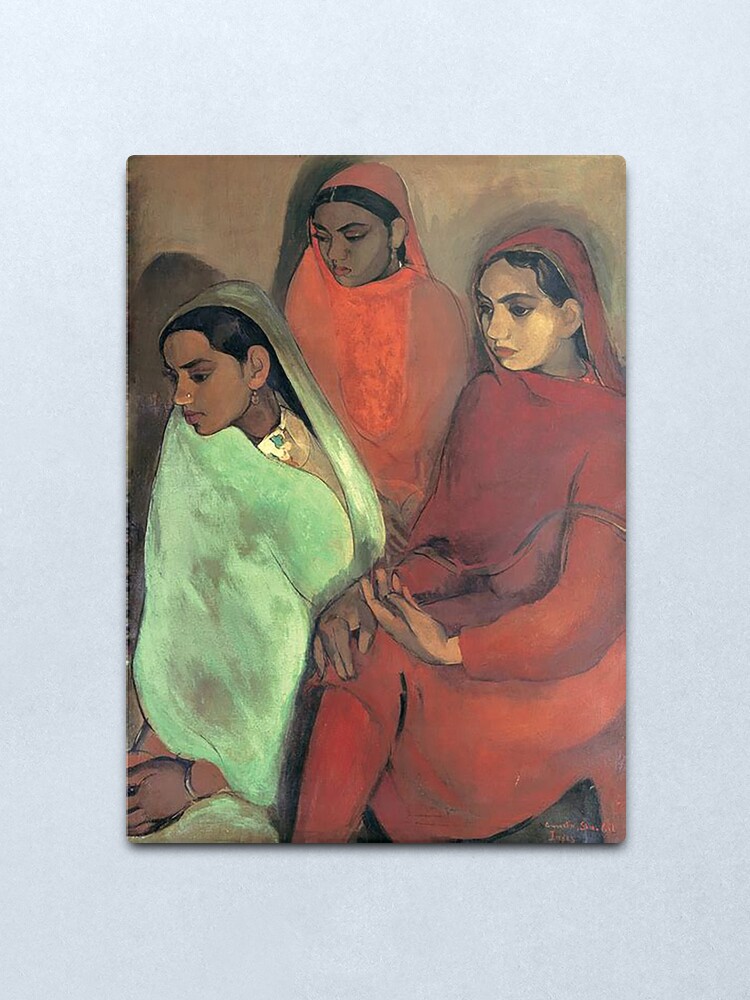 Alternate view of Three Girls - Amrita Sher-Gil Metal Print
