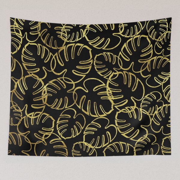 Aperçu de l'œuvre Feuilles tropicales - Or sur noir créée et vendue par NineToFive.