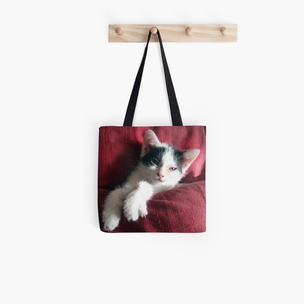 Katze in Rot Stofftasche