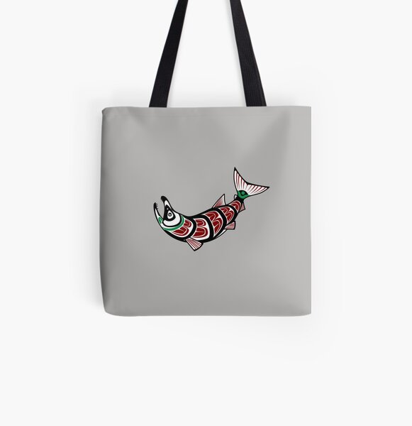 Haida Salmon All Over Print Tote Bag
