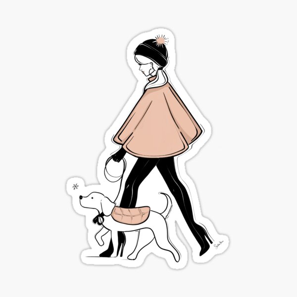 Item preview, Walking the Pup in the Late Fall Fashion Illustration designed and sold by Sabina Fenn.