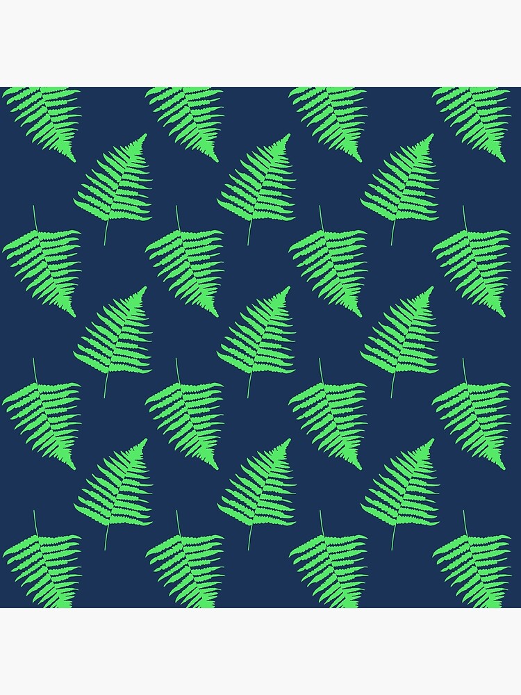Thumbnail 2 of 2, Tote Bag, Navy and Lime Fern Pattern designed and sold by GillianAdams.
