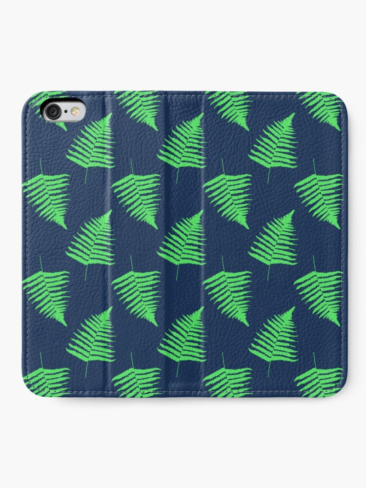 Alternate view of Navy and Lime Fern Pattern iPhone Wallet