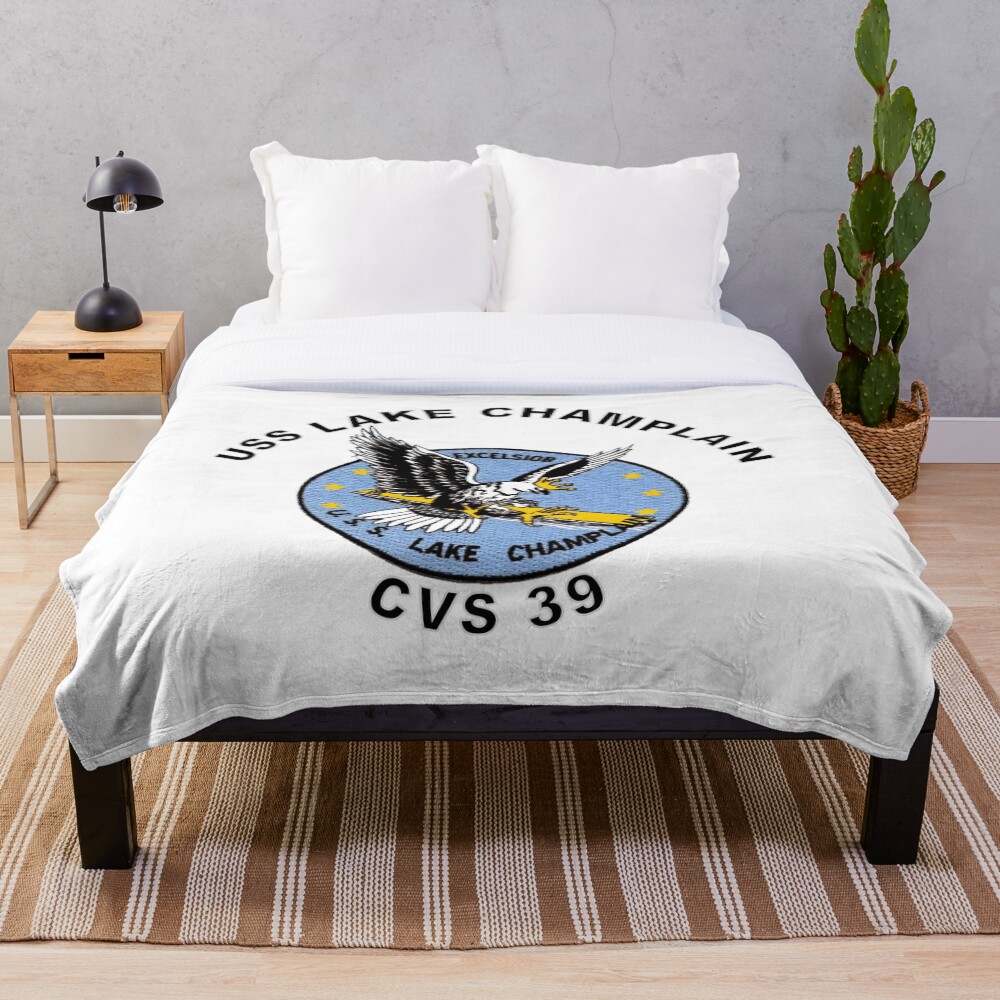 "USS Lake Champlain (CV/CVA/CVS39) Crest" Throw Blanket for Sale by