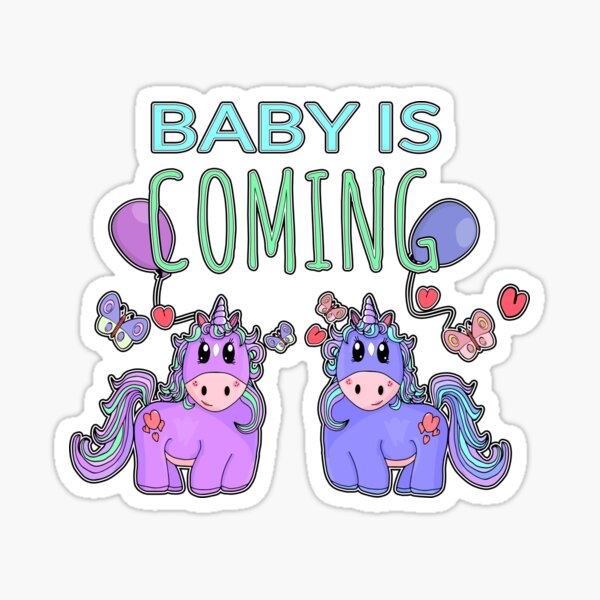 Baby is Coming Cute Unicorn Pregnancy Design Sticker