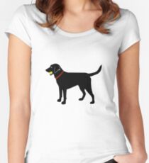 Camiseta entallada de cuello redondo Labrador Retriever Fetch, Black Lab Play Ball