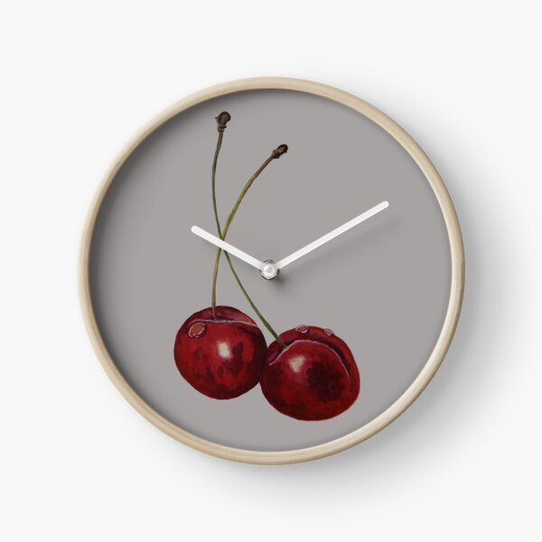 Watercolor cherries Clock