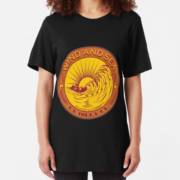 WIND AND SEA SURFING LA JOLLA CALIFORNIA Slim Fit T-Shirt