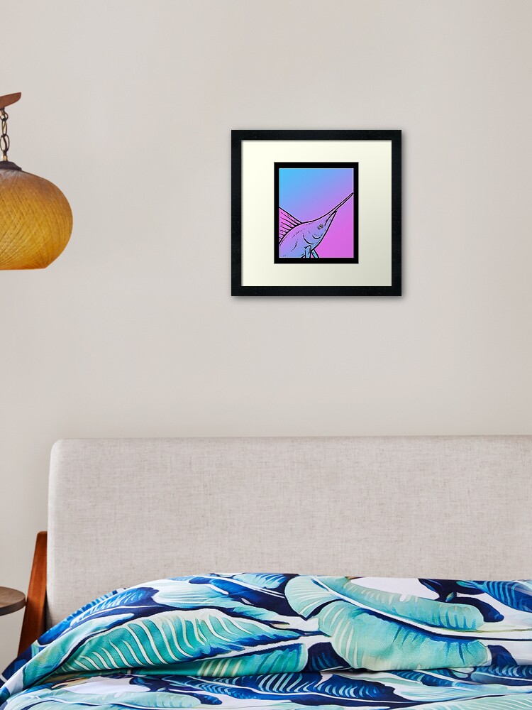 Vaporwave Sailfish Aesthetic Pastel Goth Fish Framed Art Print