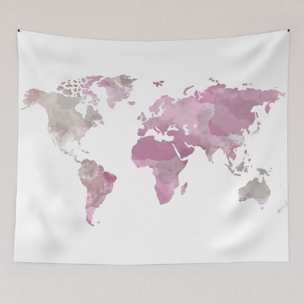 Item preview, Pink World Map Art designed and sold by hyggely.